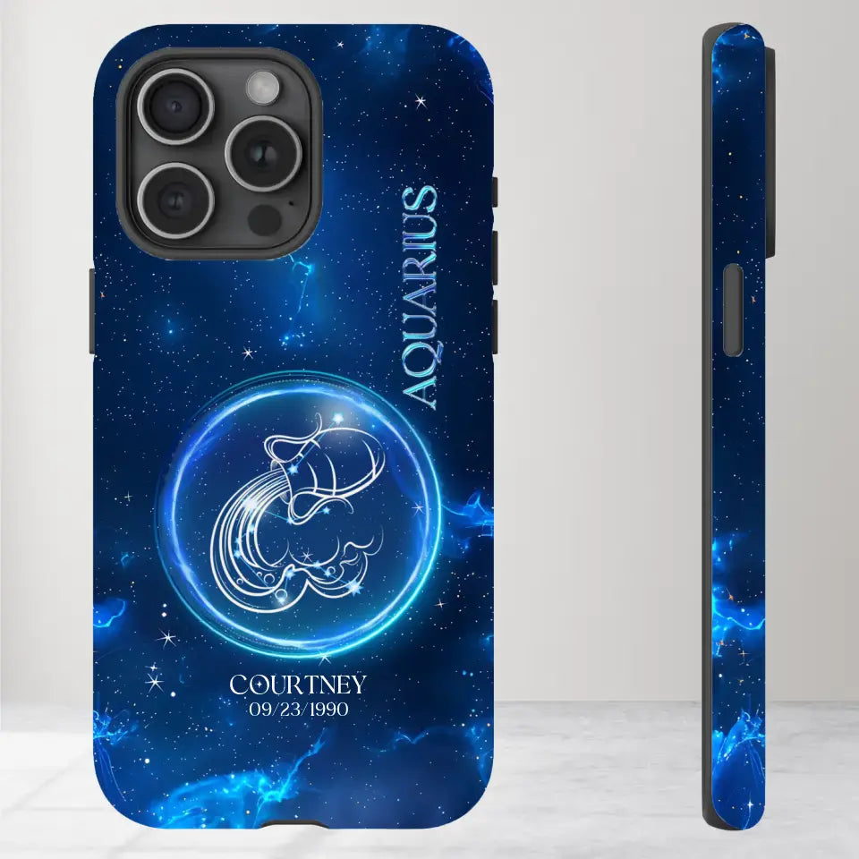 Zodiac Signs In Dark Blue Sky - Custom Zodiac - Personalized Gifts For Her - iPhone Tough Phone Case