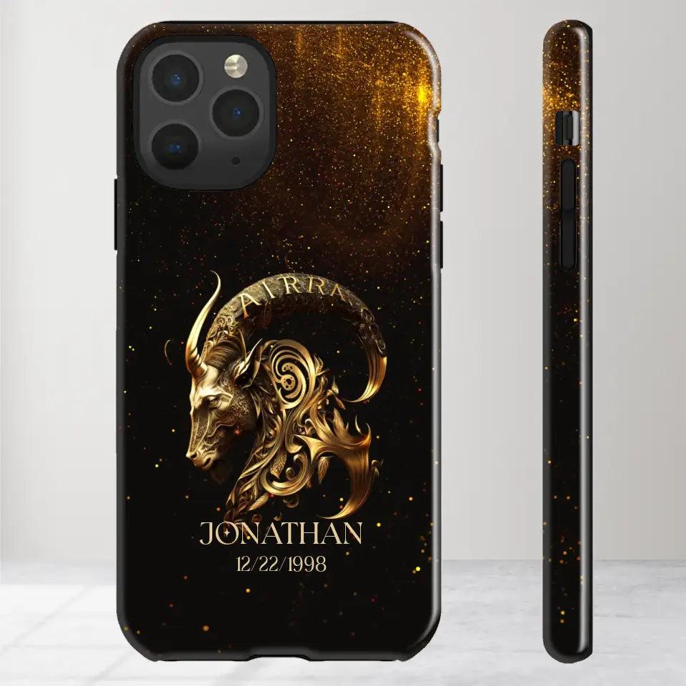 Golden Zodiac - Custom Zodiac - Personalized Gifts For Him - iPhone Tough Phone Case