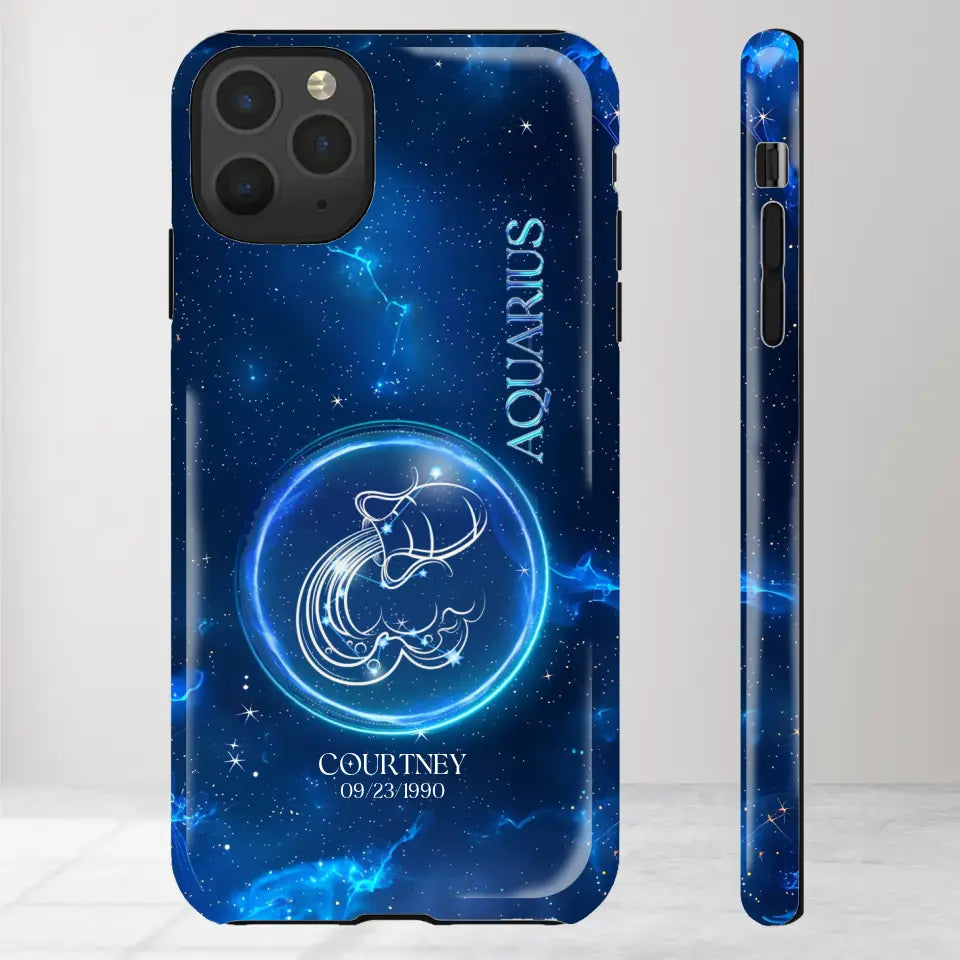 Zodiac Signs In Dark Blue Sky - Custom Zodiac - Personalized Gifts For Her - iPhone Tough Phone Case