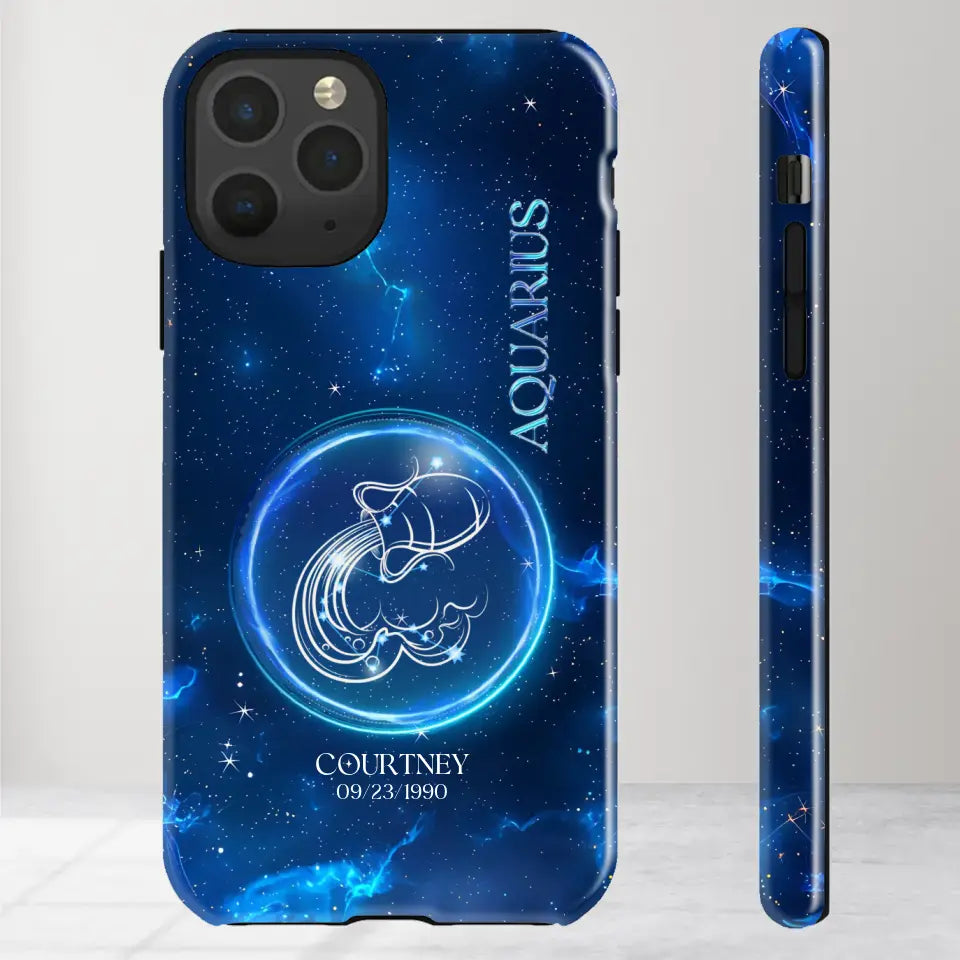 Zodiac Signs In Dark Blue Sky - Custom Zodiac - Personalized Gifts For Her - iPhone Tough Phone Case