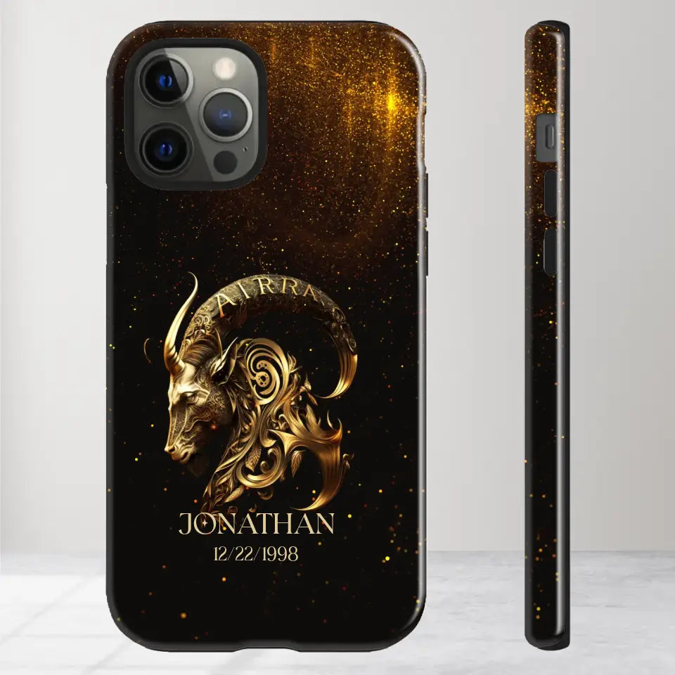 Golden Zodiac - Custom Zodiac - Personalized Gifts For Him - iPhone Tough Phone Case