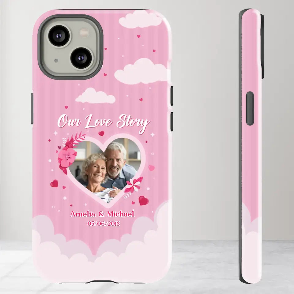 Our Love Story With Our Half - Personalized Gifts For Couples - iPhone Tough Phone Case