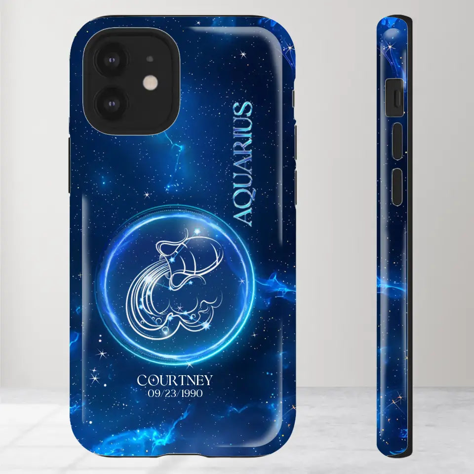 Zodiac Signs In Dark Blue Sky - Custom Zodiac - Personalized Gifts For Her - iPhone Tough Phone Case