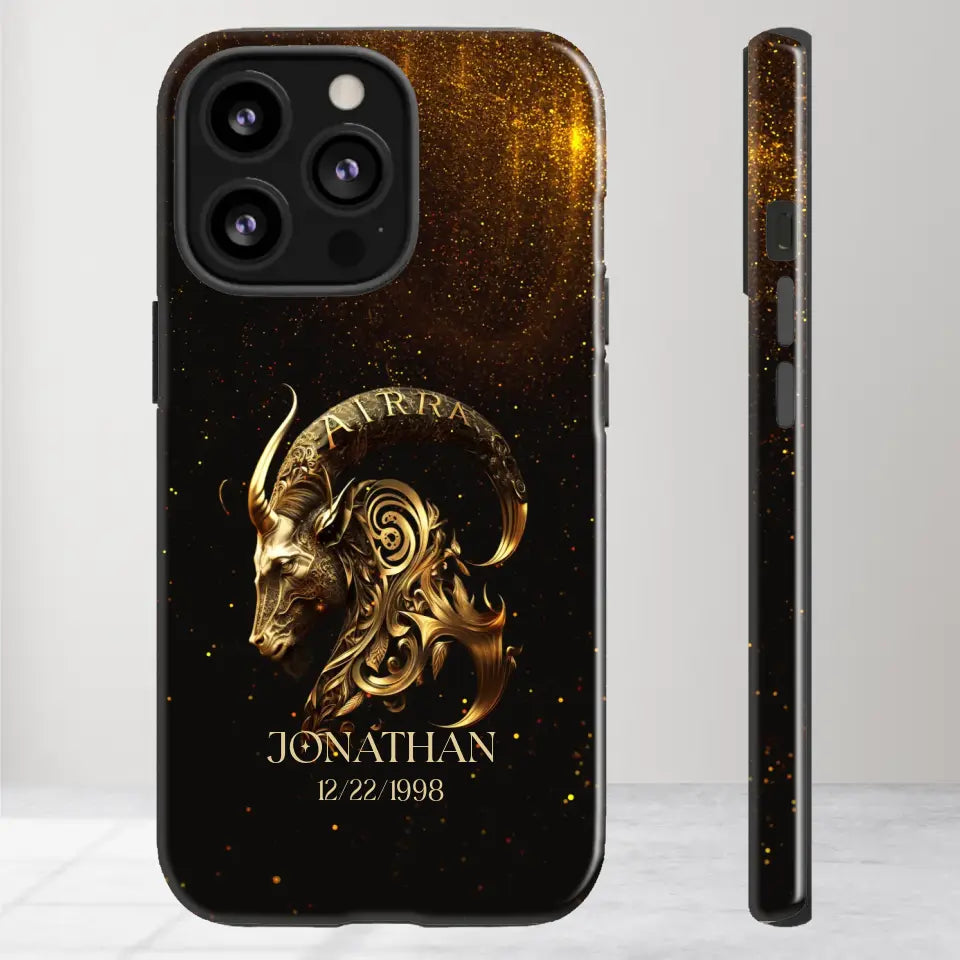 Golden Zodiac - Custom Zodiac - Personalized Gifts For Him - iPhone Tough Phone Case