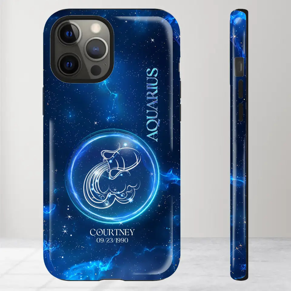 Zodiac Signs In Dark Blue Sky - Custom Zodiac - Personalized Gifts For Her - iPhone Tough Phone Case