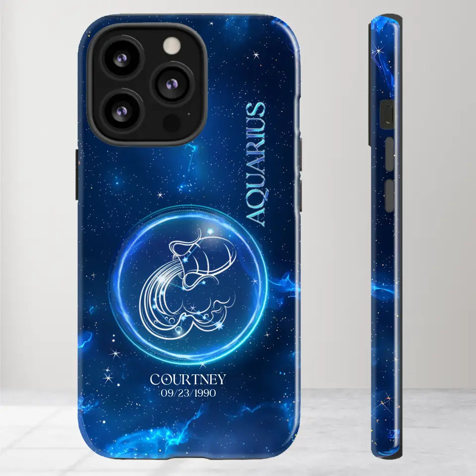 Zodiac Signs In Dark Blue Sky - Custom Zodiac - Personalized Gifts For Her - iPhone Tough Phone Case