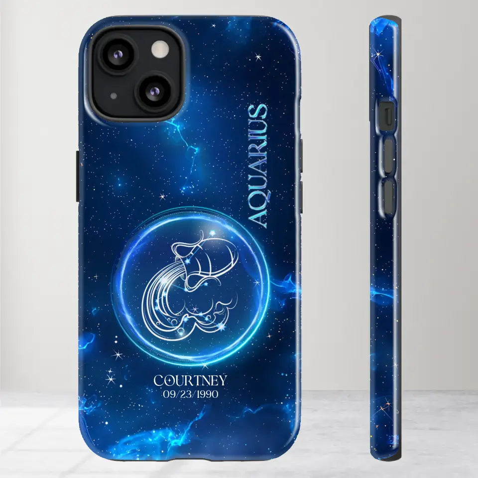 Zodiac Signs In Dark Blue Sky - Custom Zodiac - Personalized Gifts For Her - iPhone Tough Phone Case