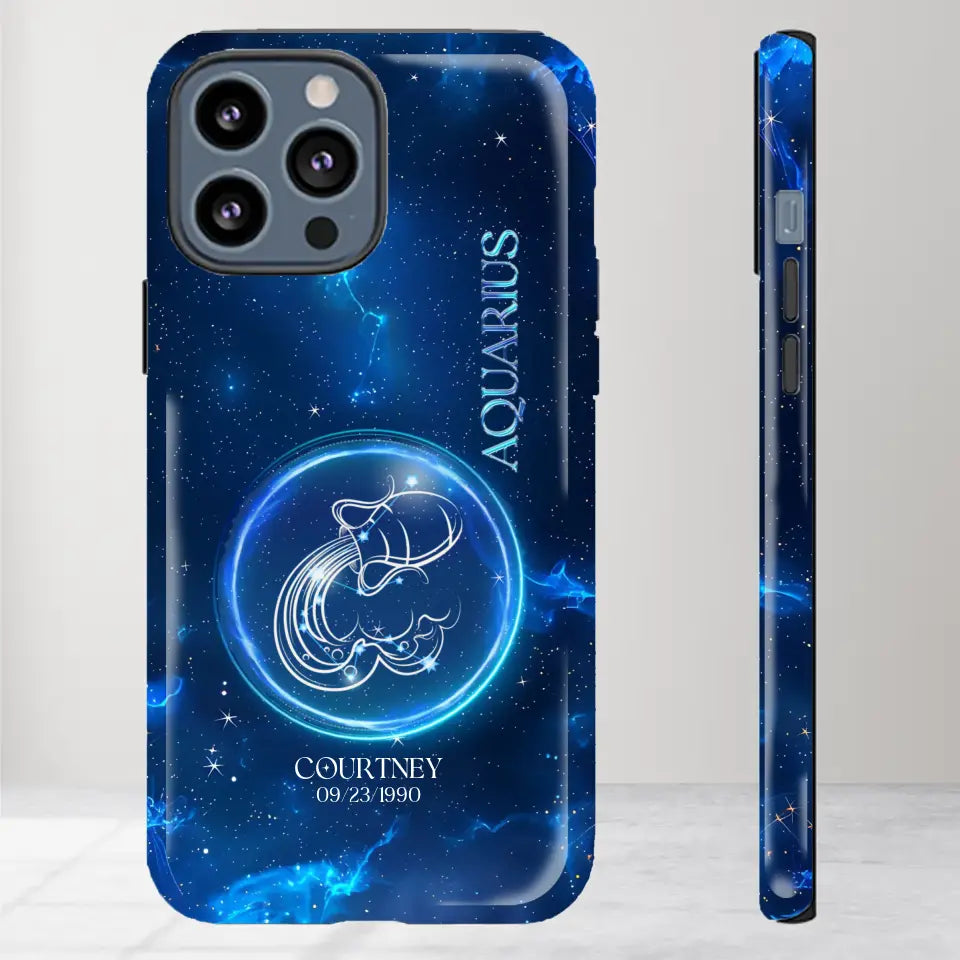 Zodiac Signs In Dark Blue Sky - Custom Zodiac - Personalized Gifts For Her - iPhone Tough Phone Case