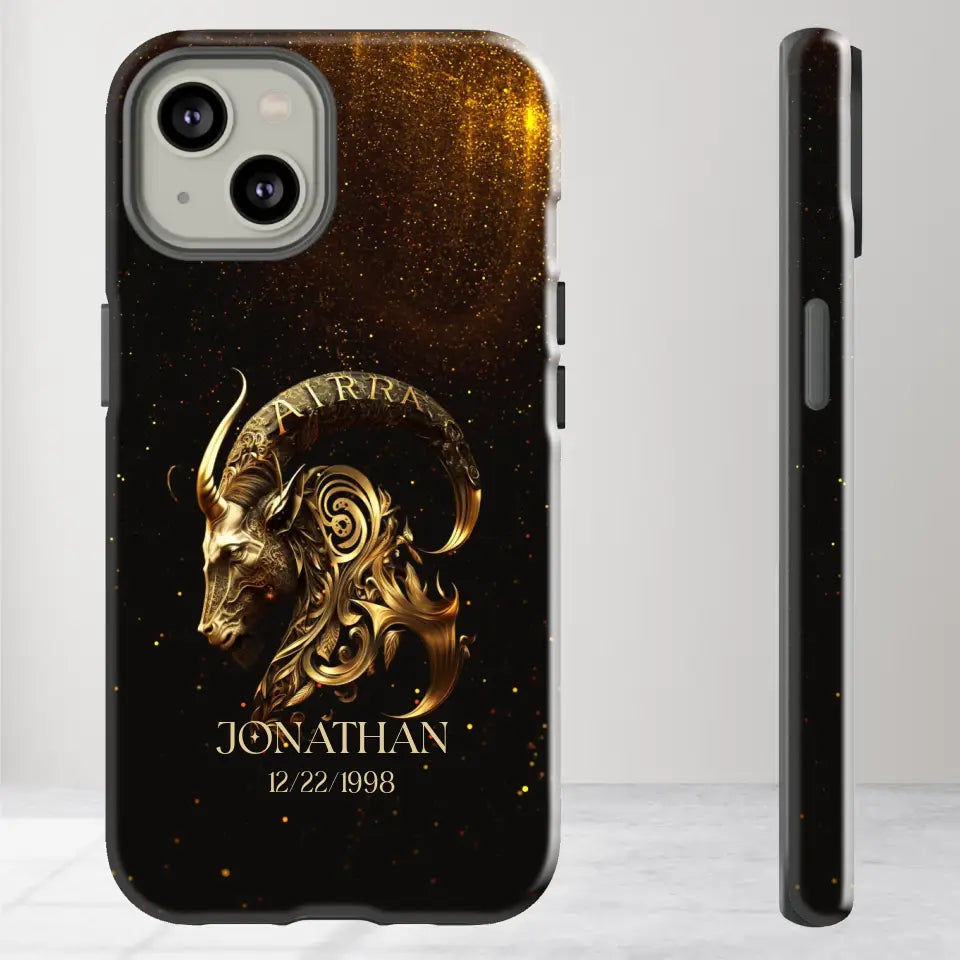 Golden Zodiac - Custom Zodiac - Personalized Gifts For Him - iPhone Tough Phone Case