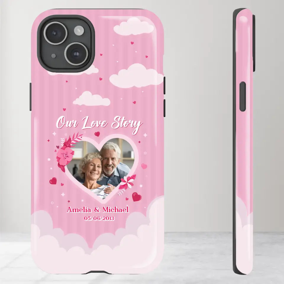 Our Love Story With Our Half - Personalized Gifts For Couples - iPhone Tough Phone Case