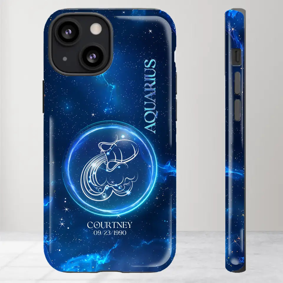 Zodiac Signs In Dark Blue Sky - Custom Zodiac - Personalized Gifts For Her - iPhone Tough Phone Case