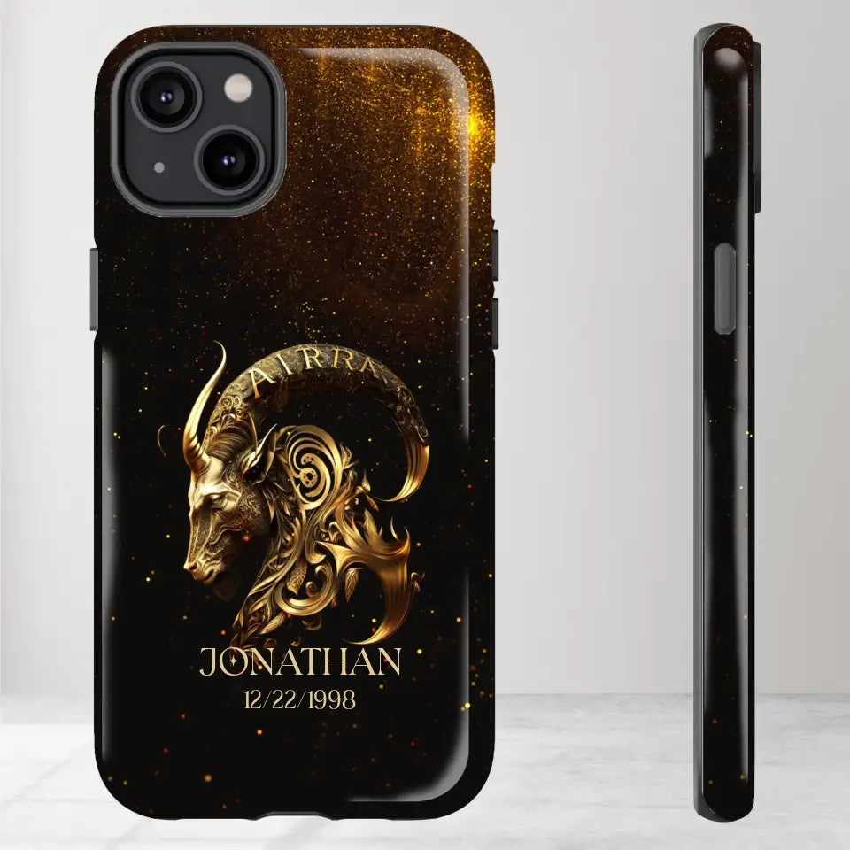 Golden Zodiac - Custom Zodiac - Personalized Gifts For Him - iPhone Tough Phone Case