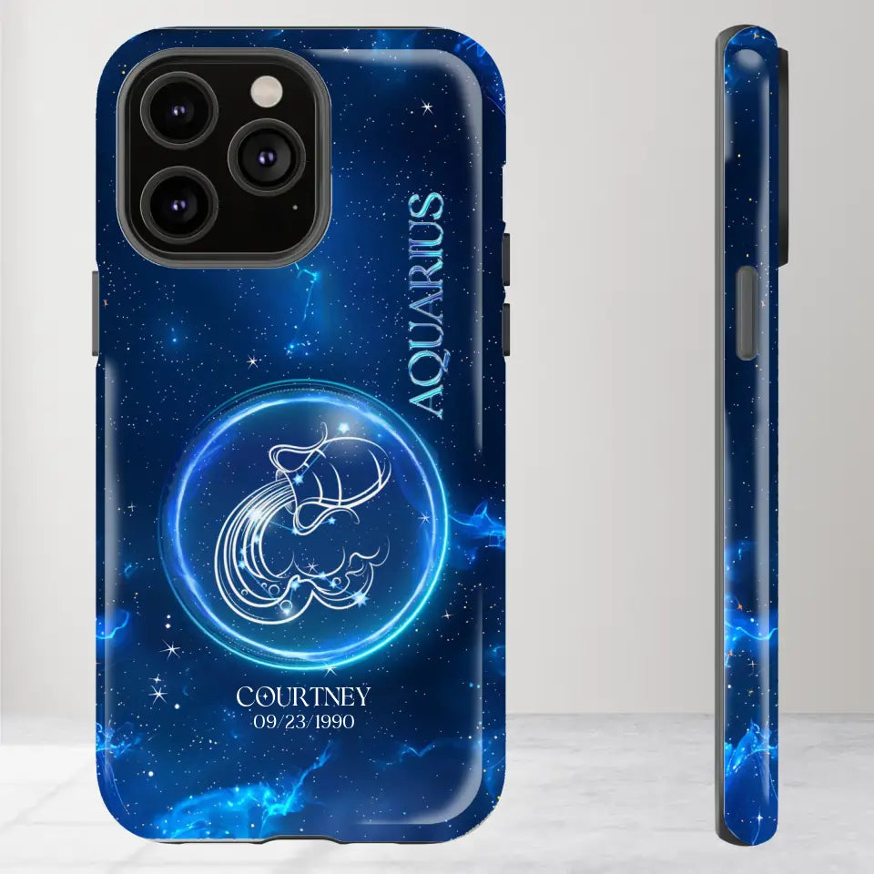 Zodiac Signs In Dark Blue Sky - Custom Zodiac - Personalized Gifts For Her - iPhone Tough Phone Case