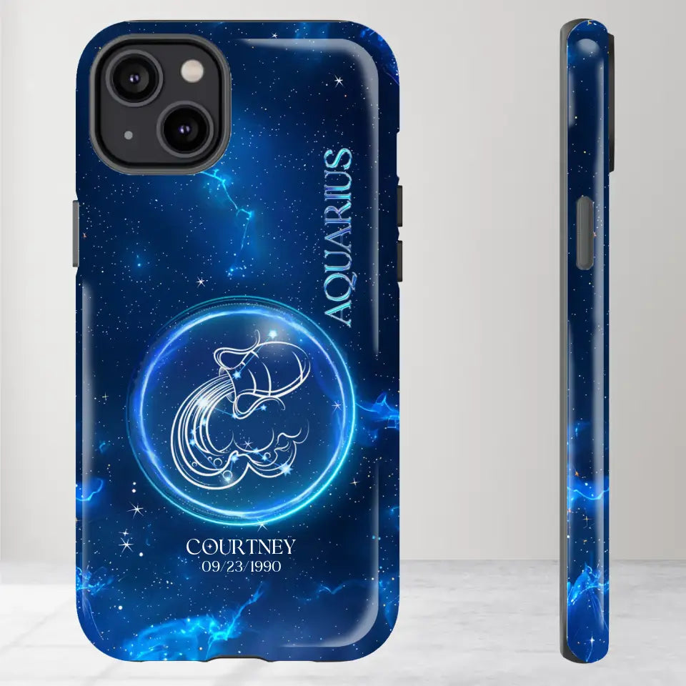 Zodiac Signs In Dark Blue Sky - Custom Zodiac - Personalized Gifts For Her - iPhone Tough Phone Case