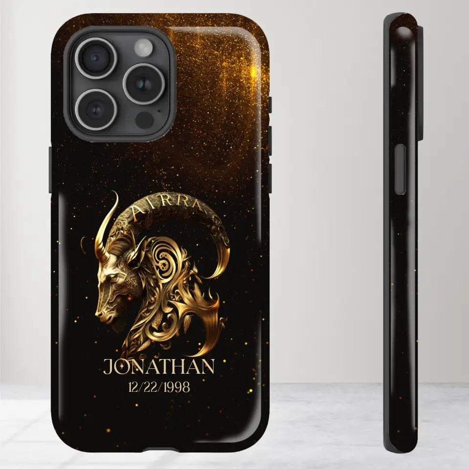 Golden Zodiac - Custom Zodiac - Personalized Gifts For Him - iPhone Tough Phone Case