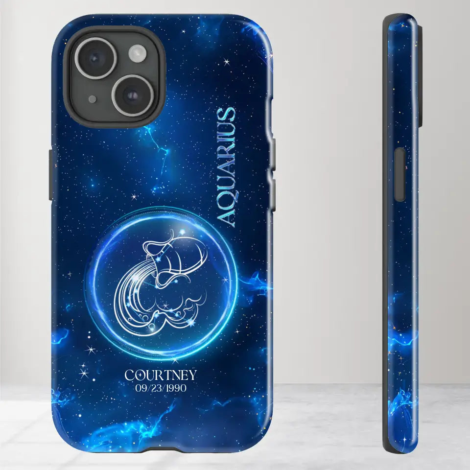 Zodiac Signs In Dark Blue Sky - Custom Zodiac - Personalized Gifts For Her - iPhone Tough Phone Case