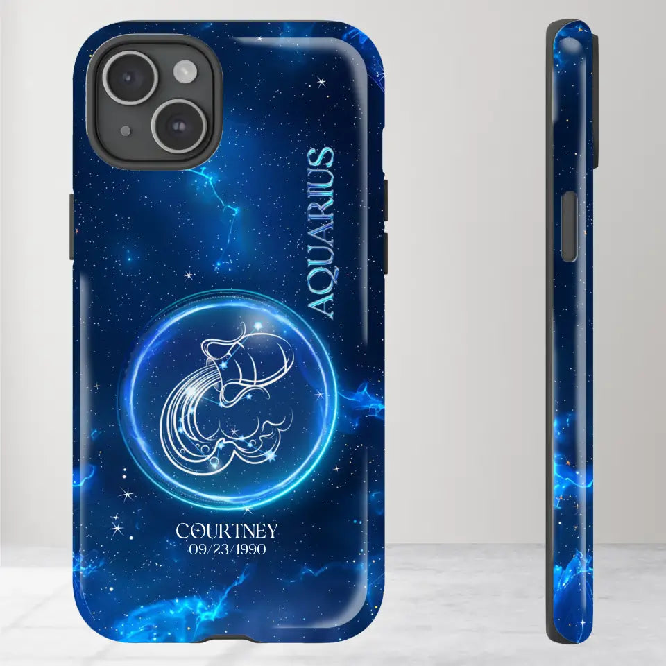 Zodiac Signs In Dark Blue Sky - Custom Zodiac - Personalized Gifts For Her - iPhone Tough Phone Case