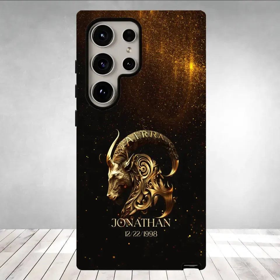 Golden Zodiac - Custom Zodiac - Personalized Gifts For Him - Samsung Tough Phone Case