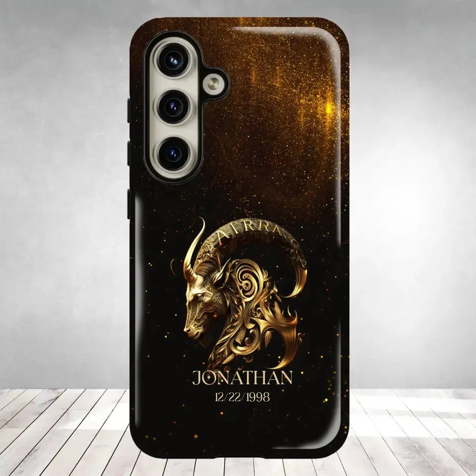 Golden Zodiac - Custom Zodiac - Personalized Gifts For Him - Samsung Tough Phone Case