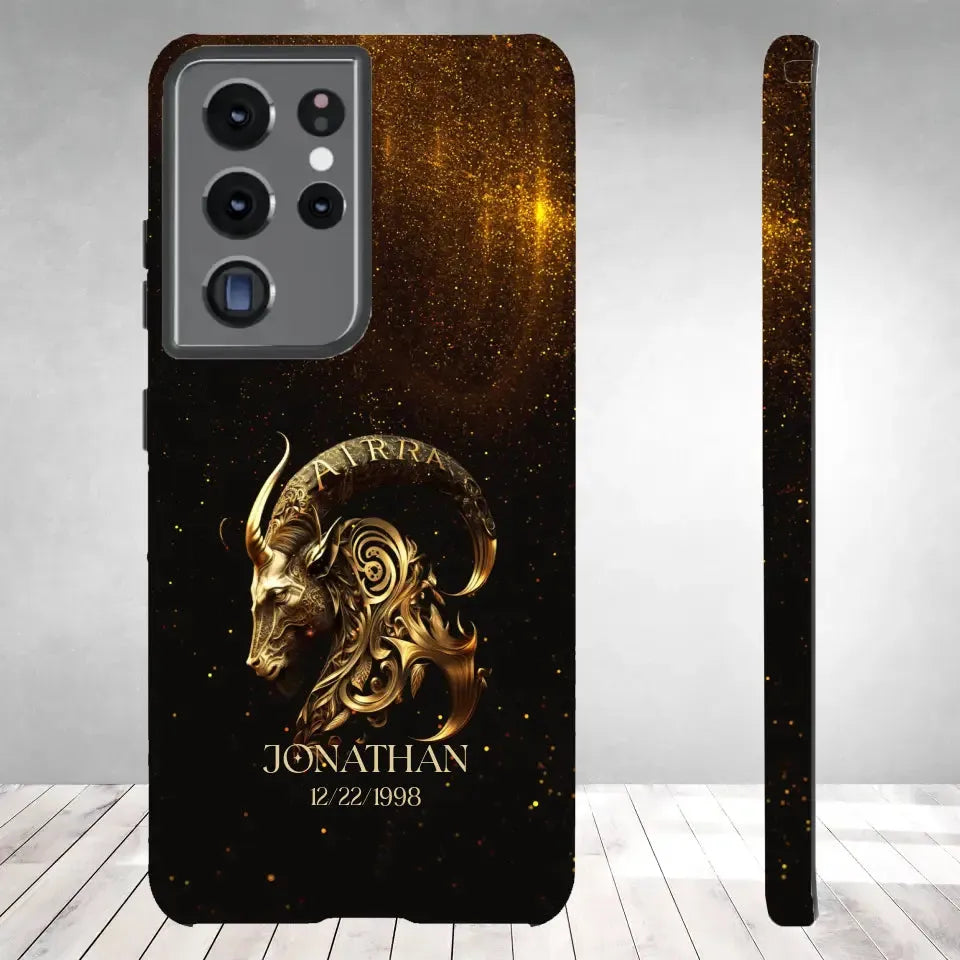 Golden Zodiac - Custom Zodiac - Personalized Gifts For Him - Samsung Tough Phone Case