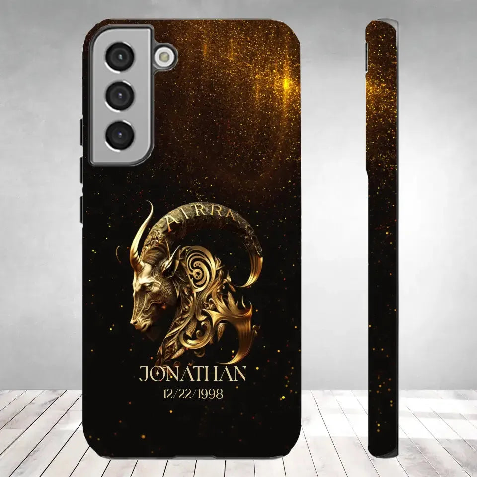 Golden Zodiac - Custom Zodiac - Personalized Gifts For Him - Samsung Tough Phone Case