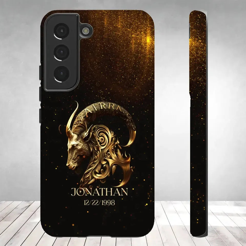 Golden Zodiac - Custom Zodiac - Personalized Gifts For Him - Samsung Tough Phone Case