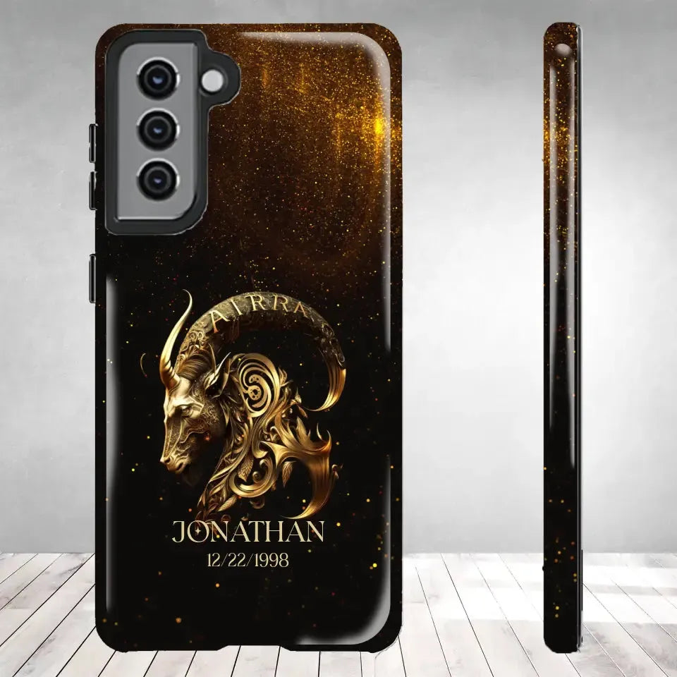 Golden Zodiac - Custom Zodiac - Personalized Gifts For Him - Samsung Tough Phone Case