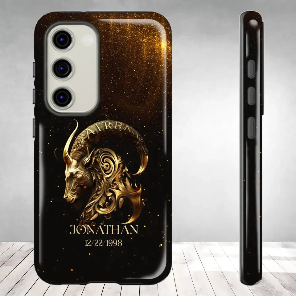 Golden Zodiac - Custom Zodiac - Personalized Gifts For Him - Samsung Tough Phone Case