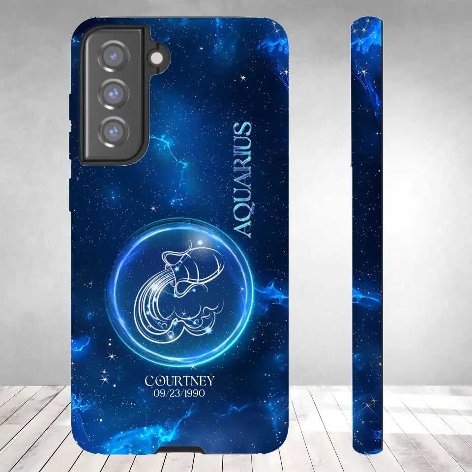 Zodiac Signs In Dark Blue Sky - Custom Zodiac - Personalized Gifts For Her - Samsung Tough Phone Case