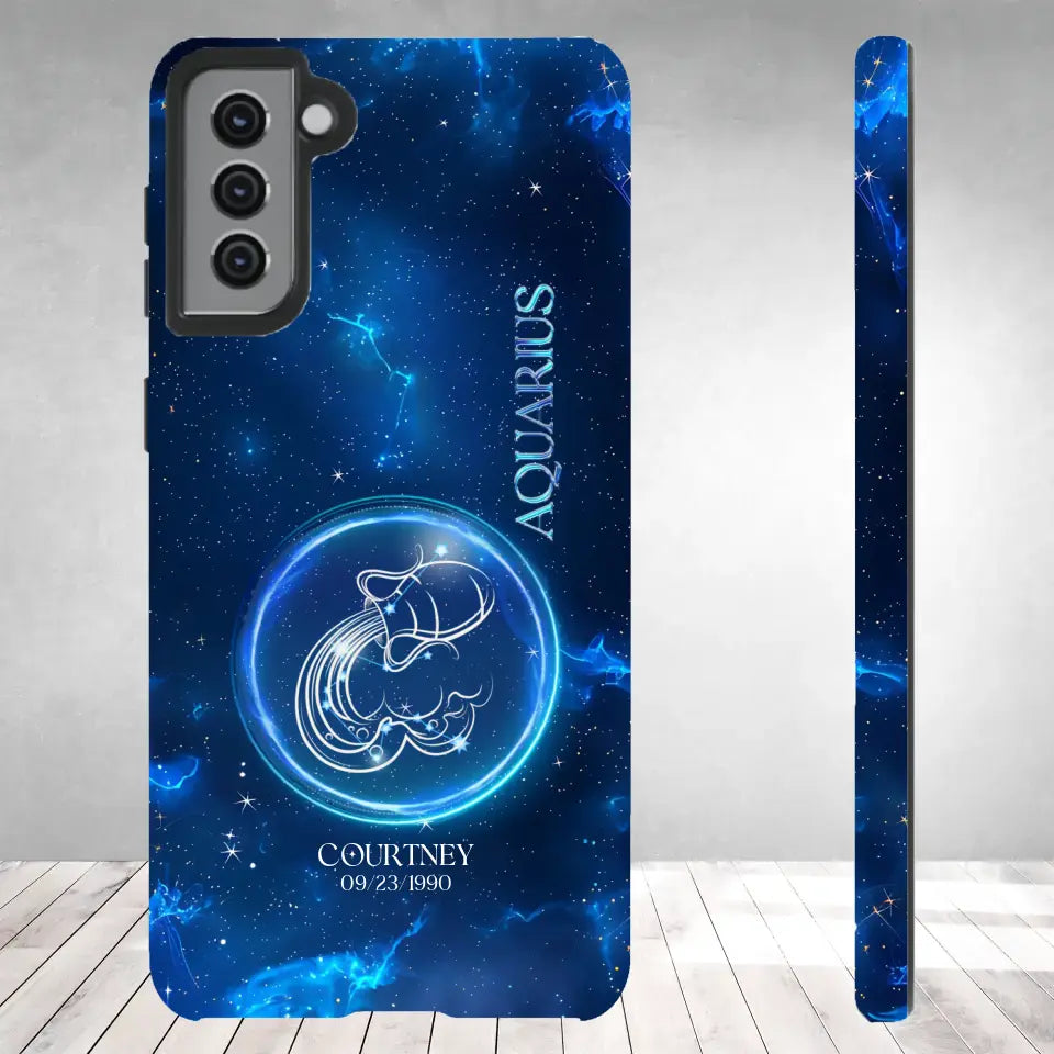 Zodiac Signs In Dark Blue Sky - Custom Zodiac - Personalized Gifts For Her - Samsung Tough Phone Case