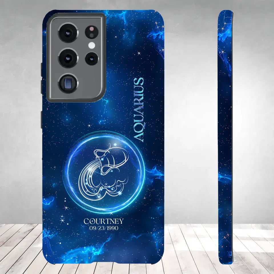 Zodiac Signs In Dark Blue Sky - Custom Zodiac - Personalized Gifts For Her - Samsung Tough Phone Case