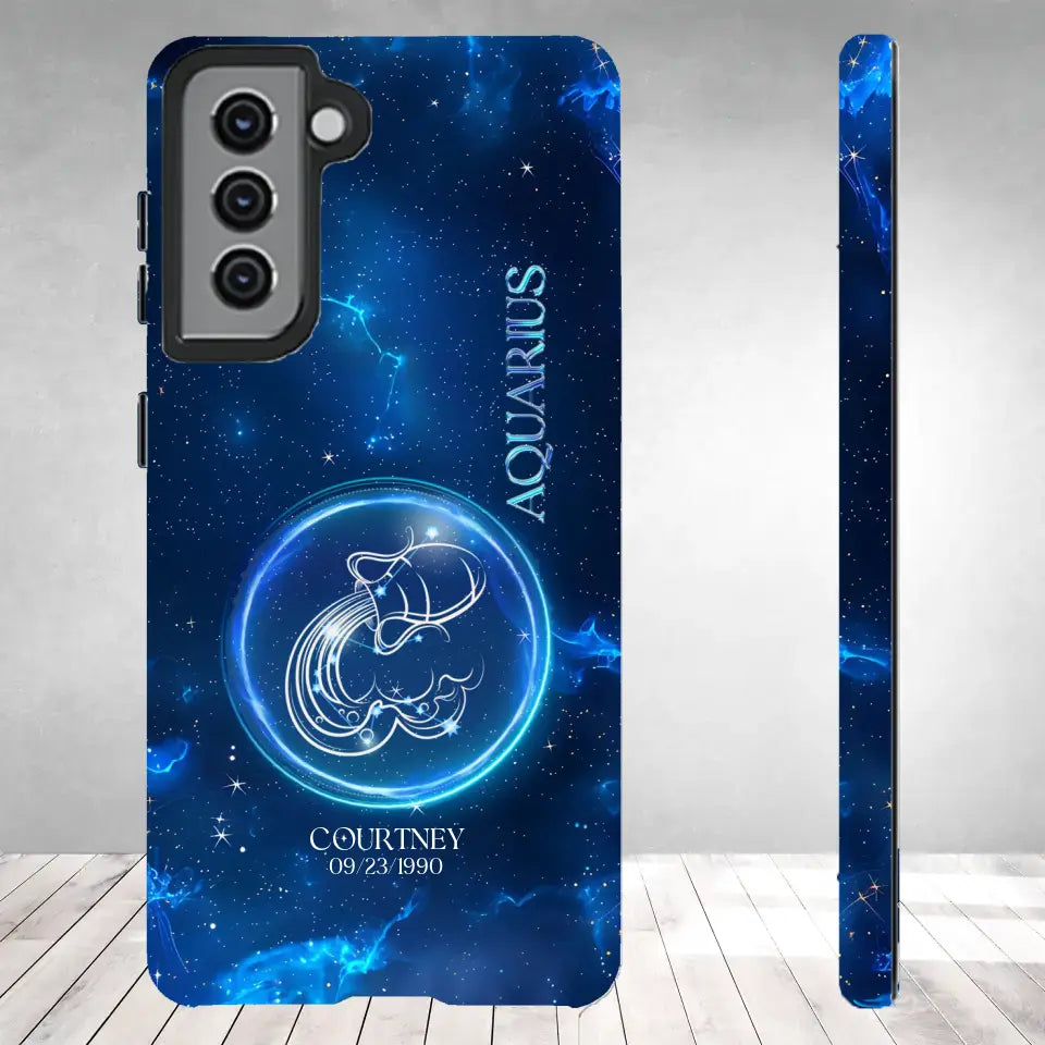 Zodiac Signs In Dark Blue Sky - Custom Zodiac - Personalized Gifts For Her - Samsung Tough Phone Case