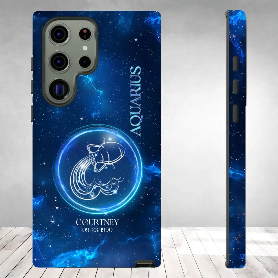 Zodiac Signs In Dark Blue Sky - Custom Zodiac - Personalized Gifts For Her - Samsung Tough Phone Case