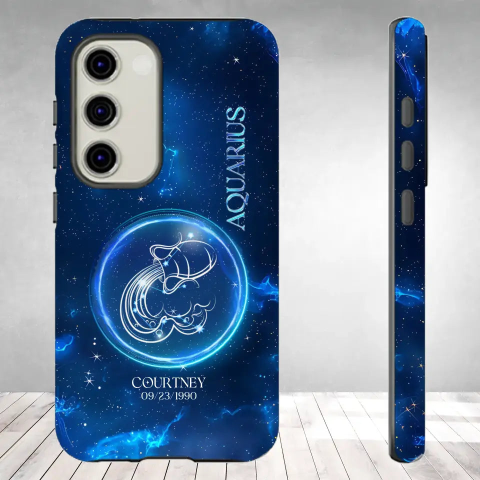 Zodiac Signs In Dark Blue Sky - Custom Zodiac - Personalized Gifts For Her - Samsung Tough Phone Case