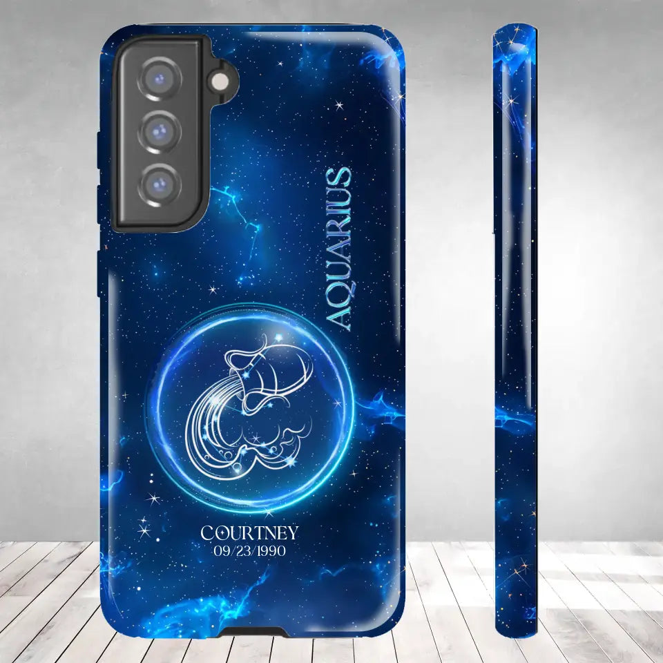 Zodiac Signs In Dark Blue Sky - Custom Zodiac - Personalized Gifts For Her - Samsung Tough Phone Case