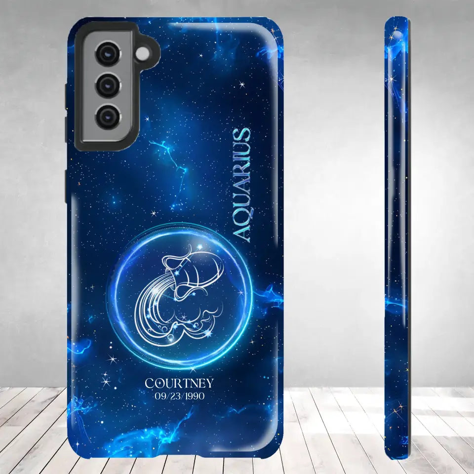 Zodiac Signs In Dark Blue Sky - Custom Zodiac - Personalized Gifts For Her - Samsung Tough Phone Case