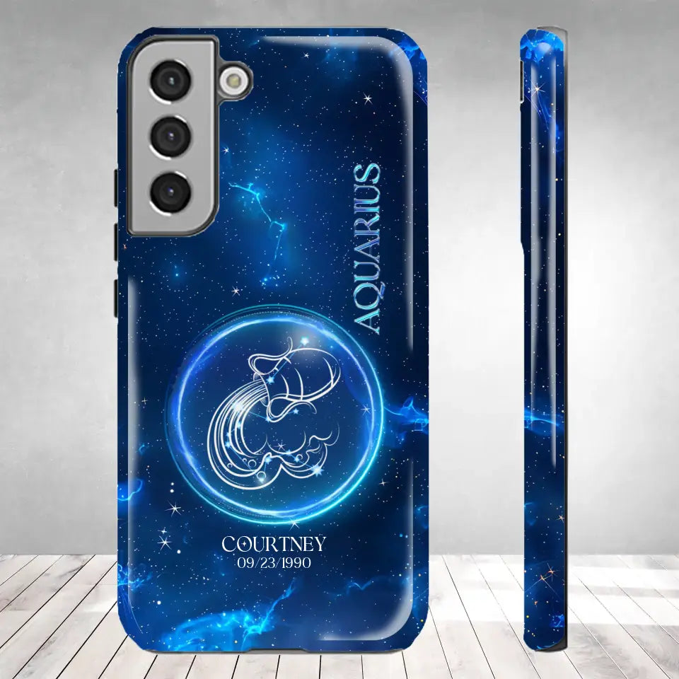 Zodiac Signs In Dark Blue Sky - Custom Zodiac - Personalized Gifts For Her - Samsung Tough Phone Case