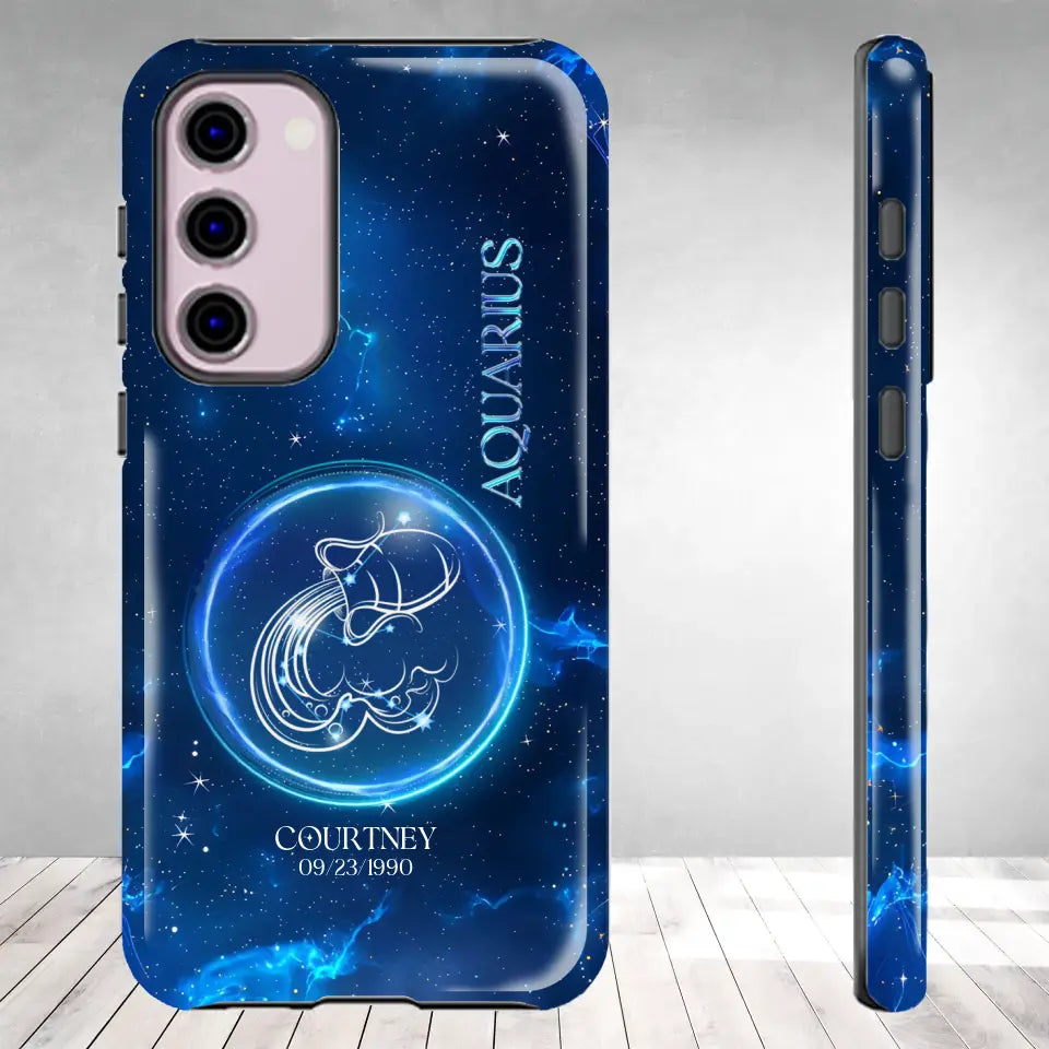 Zodiac Signs In Dark Blue Sky - Custom Zodiac - Personalized Gifts For Her - Samsung Tough Phone Case