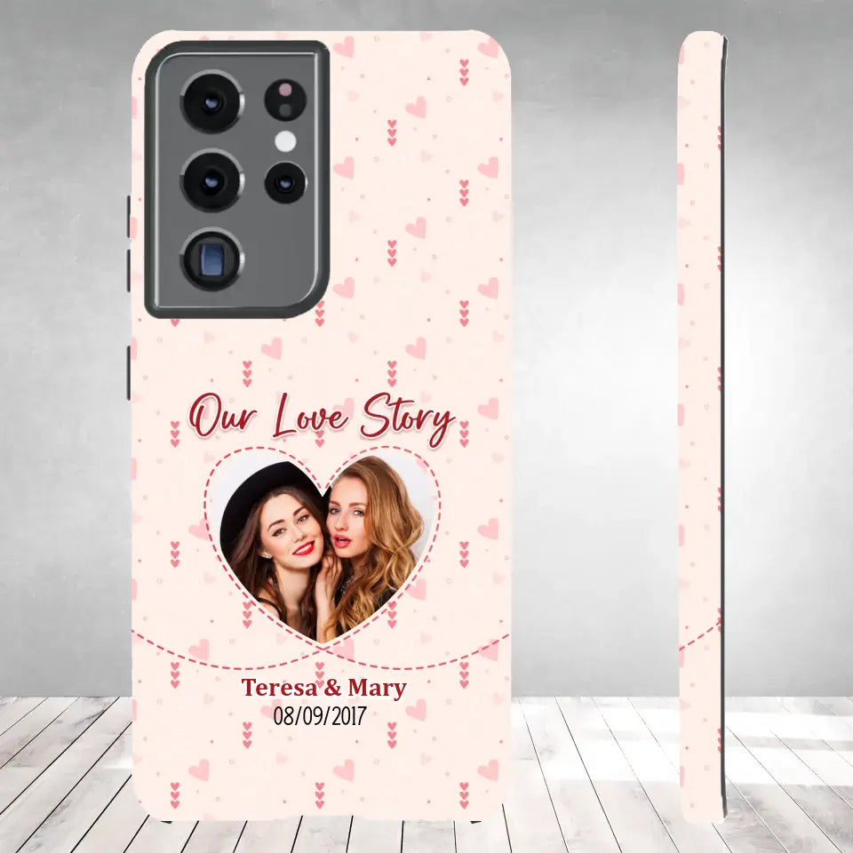 Our Love Story With Girly Vibe - Personalized Gifts For Couples - Samsung Tough Phone Case