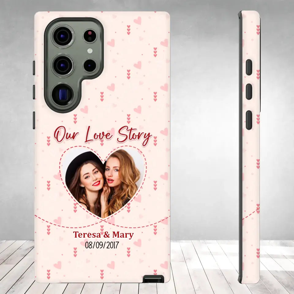 Our Love Story With Girly Vibe - Personalized Gifts For Couples - Samsung Tough Phone Case