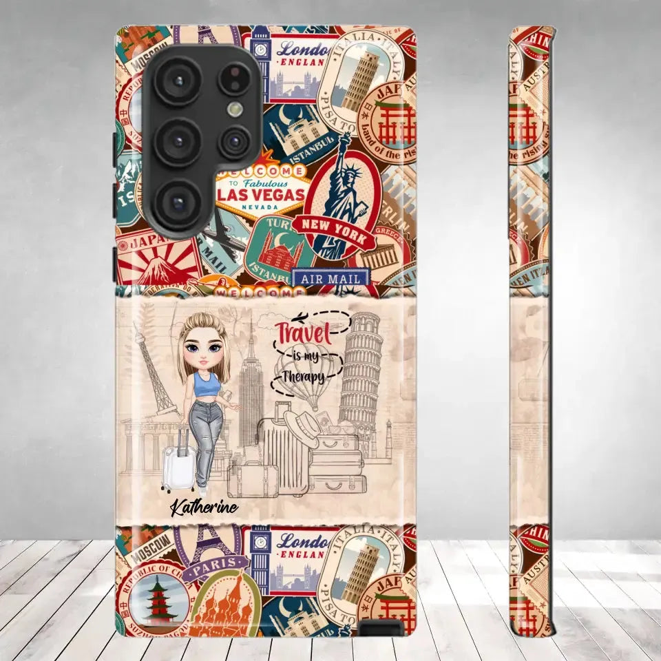 Travel Is My Therapy - Personalized Samsung Tough Phone Case