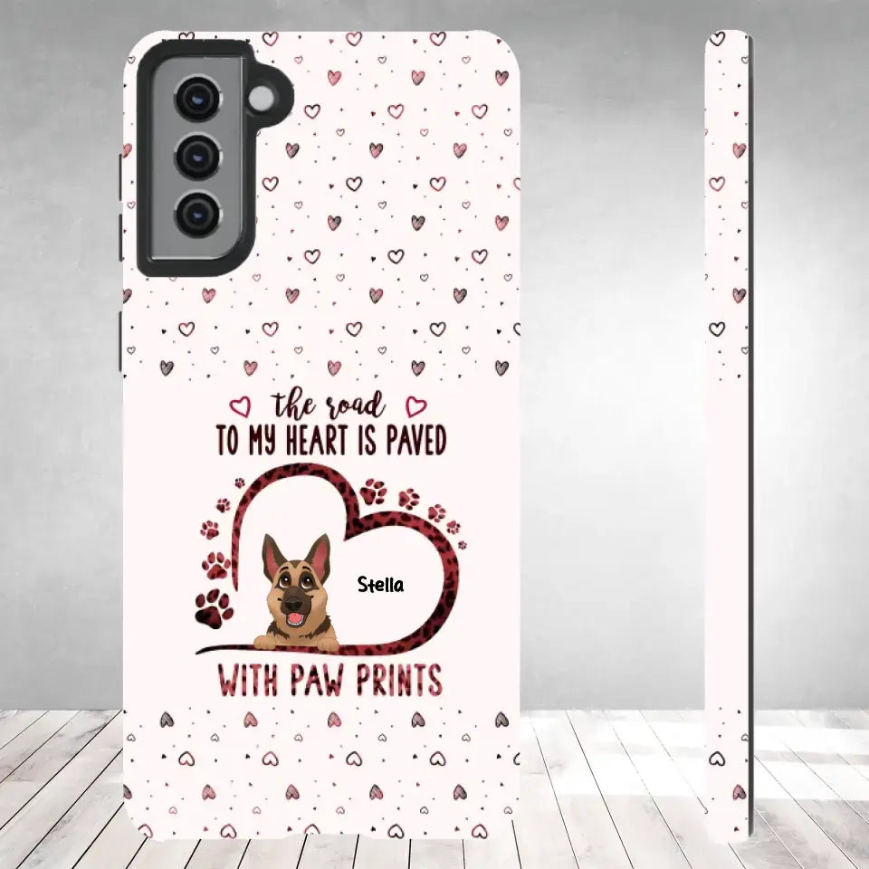 The Road To My Heart Is Paved With Paw Prints - Custom Name - Personalized Gifts For Dog Lovers - Samsung Clear Phone Case