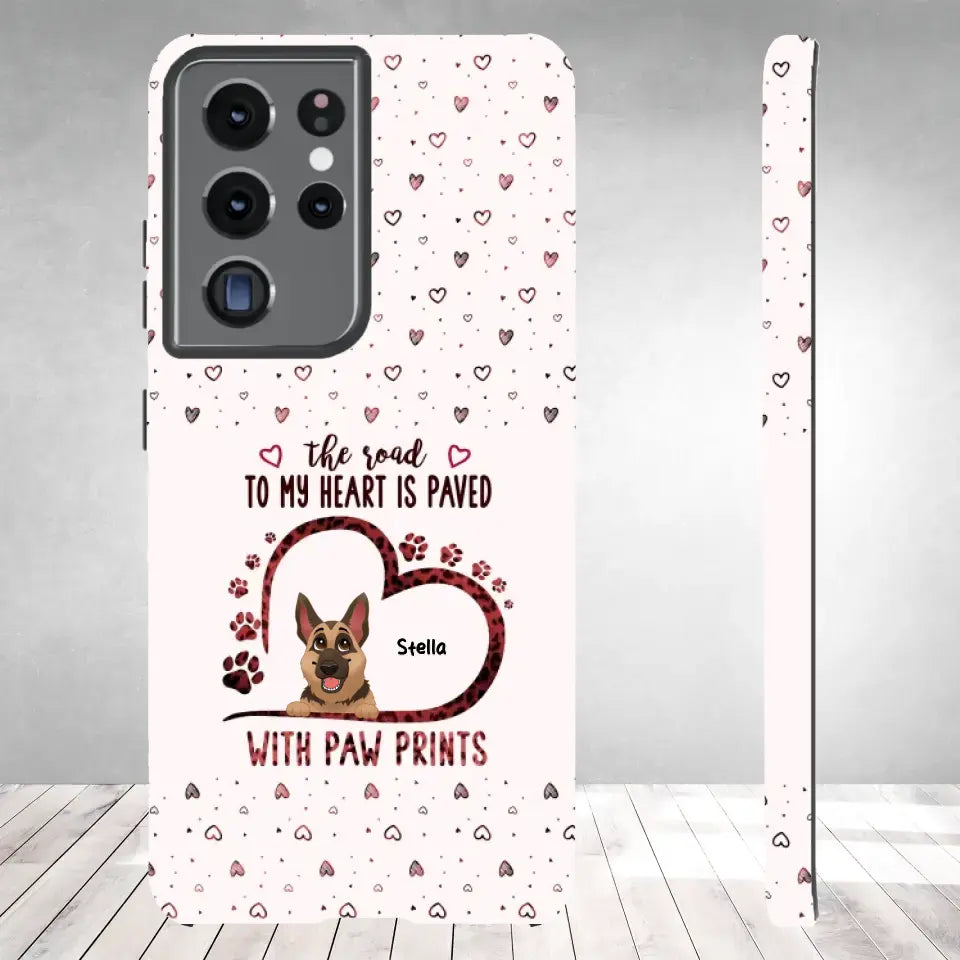 The Road To My Heart Is Paved With Paw Prints - Custom Name - Personalized Gifts For Dog Lovers - Samsung Clear Phone Case