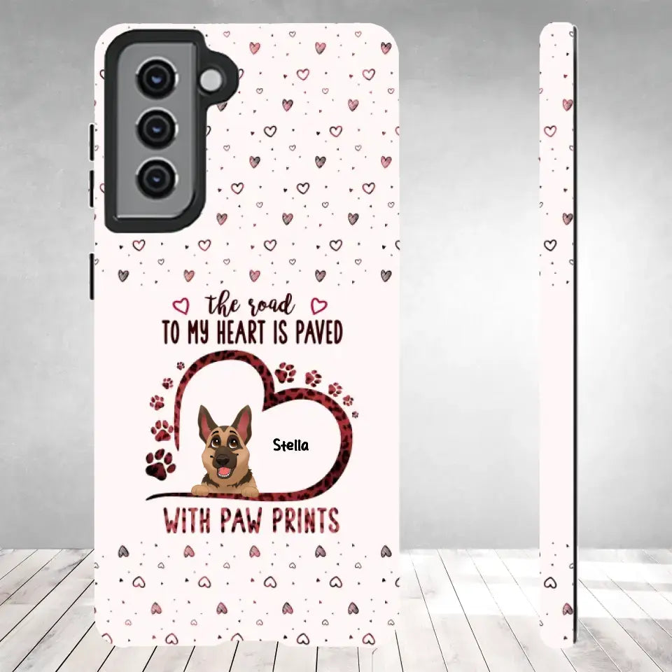 The Road To My Heart Is Paved With Paw Prints - Custom Name - Personalized Gifts For Dog Lovers - Samsung Clear Phone Case