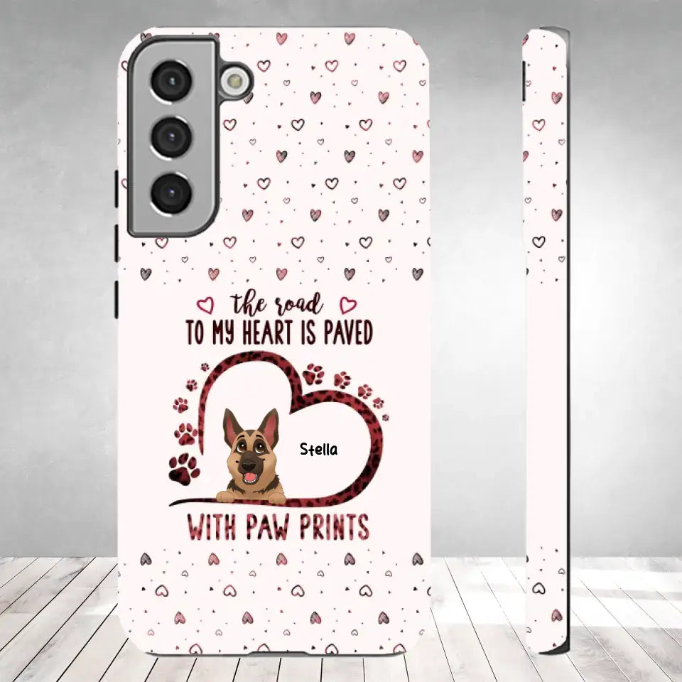 The Road To My Heart Is Paved With Paw Prints - Custom Name - Personalized Gifts For Dog Lovers - Samsung Clear Phone Case