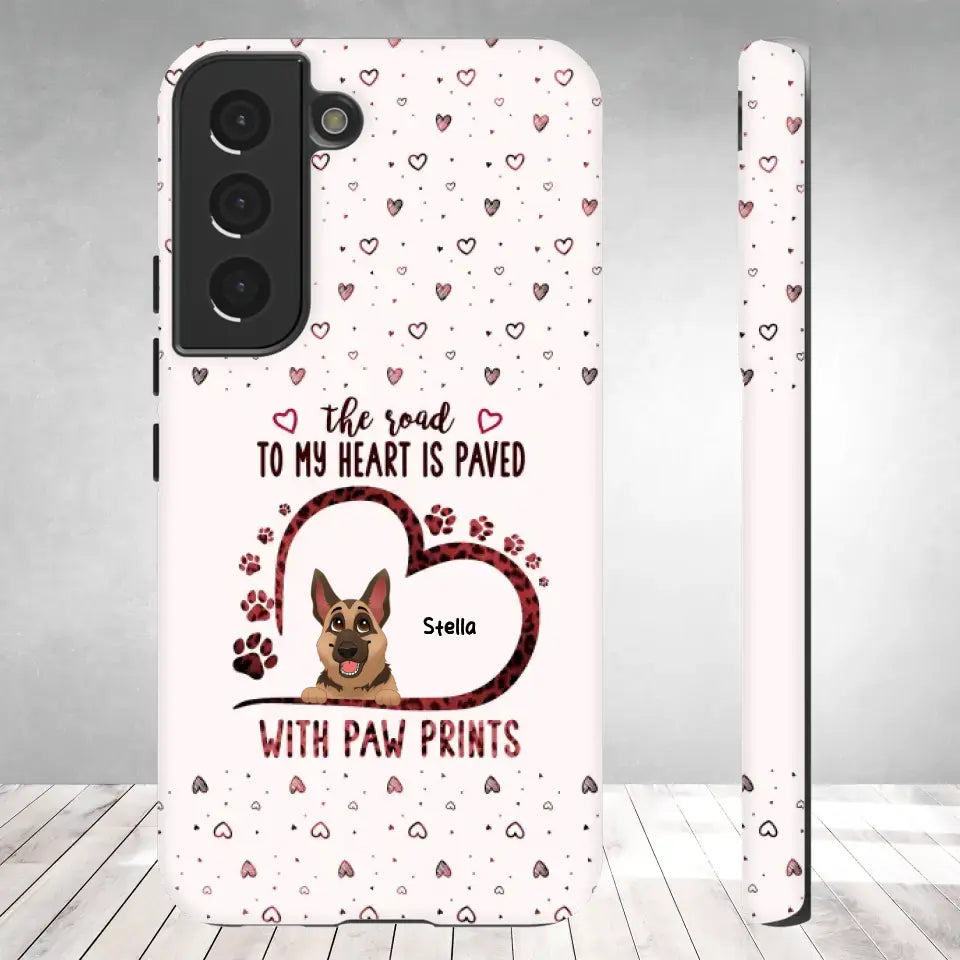 The Road To My Heart Is Paved With Paw Prints - Custom Name - Personalized Gifts For Dog Lovers - Samsung Clear Phone Case