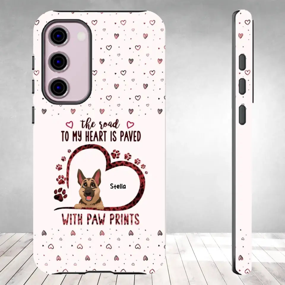 The Road To My Heart Is Paved With Paw Prints - Custom Name - Personalized Gifts For Dog Lovers - Samsung Clear Phone Case