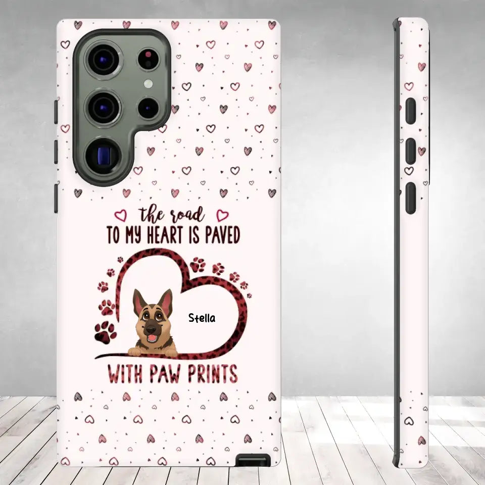 The Road To My Heart Is Paved With Paw Prints - Custom Name - Personalized Gifts For Dog Lovers - Samsung Clear Phone Case