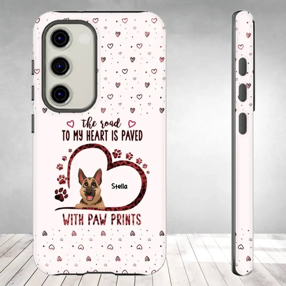 The Road To My Heart Is Paved With Paw Prints - Custom Name - Personalized Gifts For Dog Lovers - Samsung Clear Phone Case