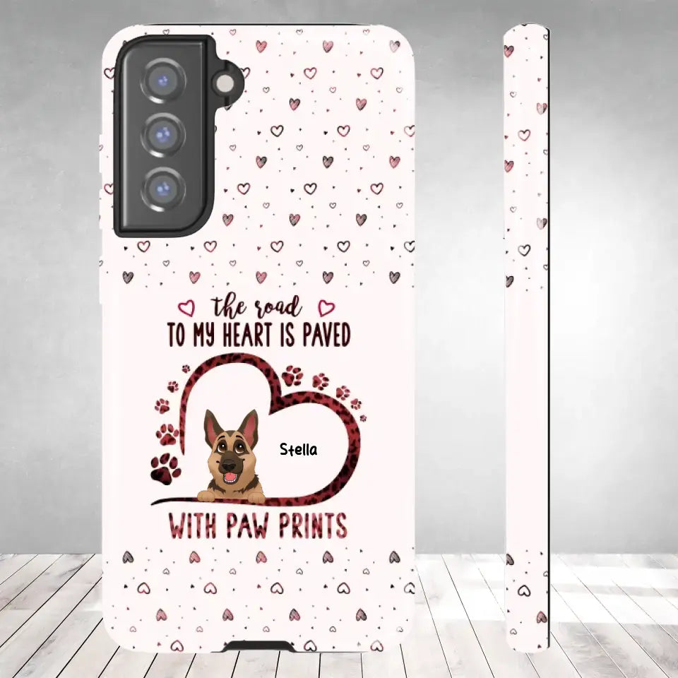 The Road To My Heart Is Paved With Paw Prints - Custom Name - Personalized Gifts For Dog Lovers - Samsung Clear Phone Case